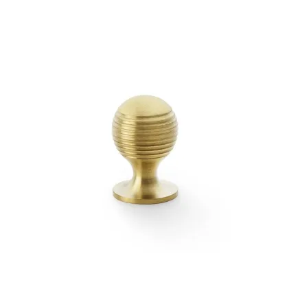 25mm Alexander and Wilks Caesar Cupboard Knob on Round Rose - Satin Brass PVD