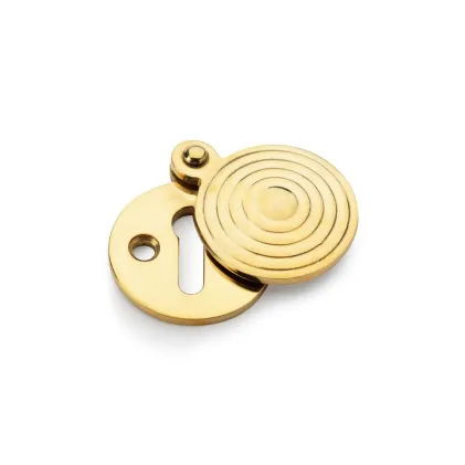 Alexander and Wilks Round Escutcheon with Christoph Design Cover - Unlacquered Brass