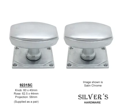 HAND FORGED SOLID Satin Chrome Art Deco Mortice Knobs