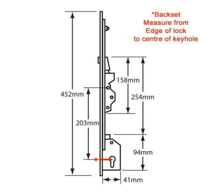 Fullex Male 2 Point Patio Lock - PIN ON LOCK