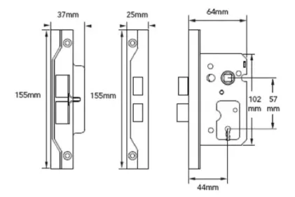 2&frac12;" EuroSpec Rebated 2 Lever Sashlock 63mm - Nickel Plated