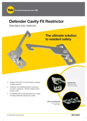 Yale Safety Spring Catch Window Restrictor - Austenitic 304 stainless steel for enhanced corrosion resistance