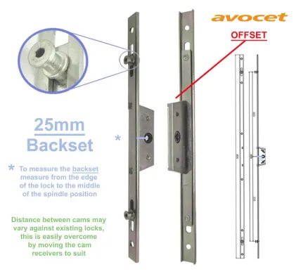 25mm Backset Avocet 800mm Offset Espag Window Lock