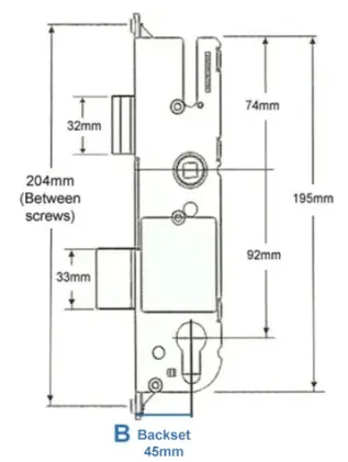 GU *NEW STYLE* Door Lock Centre Case Gearbox 92/45