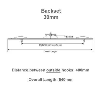 540mm Tongue Espag Window Lock - 30mm Backset