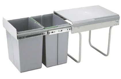 400mm Pull Out Waste Bins, 40 Litres (x2 20 Litre Bins)