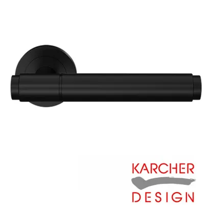 STUDIO SELECT ER90B Lever on Round Rose Door Handles - Karcher Cosmos Black