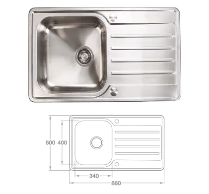 Hafele Abbey G304 Stainless Sink & Drainer - 860mm