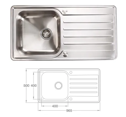 Hafele Abbey G304 Stainless Sink & Drainer - 965mm