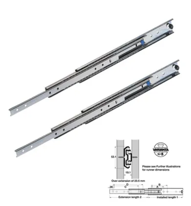 Full Extension Ball Bearing Runners 120kg (Sold as a Pair)