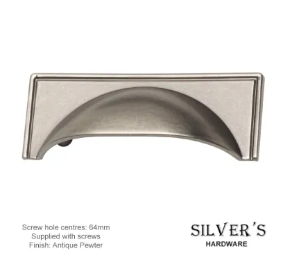 Rioghal 64mm C/C Cabinet Drawer Pull  Antique Pewter