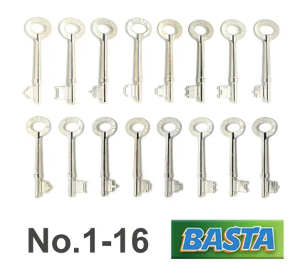 Complete Set of Basta Keys (No. 1-16) Basta 2 Lever Locks