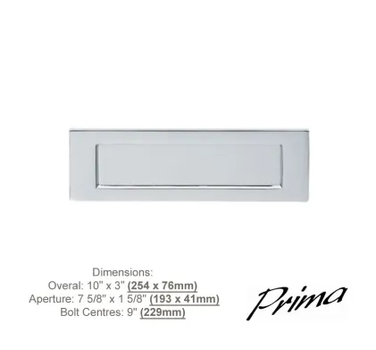 Primalite Letterplate Metric: 254 x 76mm - Inches: 10" x 3" - CP