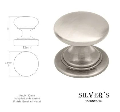 32mm Rioghal Cabinet door knob - Brushed Nickel
