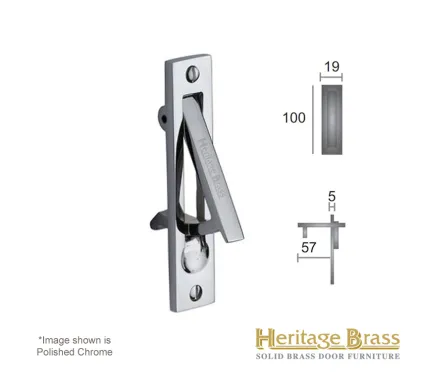 Heritage Brass Flush-Edge Pull 100mm x 19mm - Pol. Chrome
