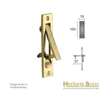 Heritage Brass Flush-Edge Pull 100mm x 19mm - Polished Brass