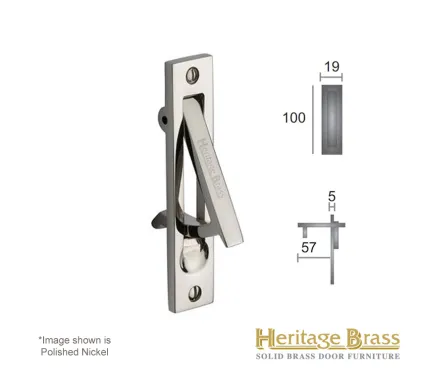 Heritage Brass Flush-Edge Pull 100mm x 19mm - Pol. Nickel