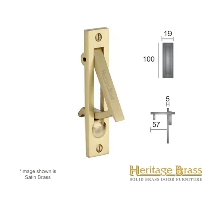 Heritage Brass Flush-Edge Pull 100mm x 19mm - Satin Brass