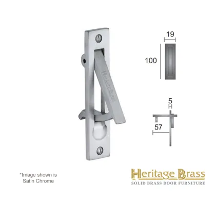 Heritage Brass Flush-Edge Pull 100mm x 19mm - Satin Chrome