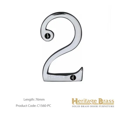 Heritage Brass Numeral 76mm (3") Polished Chrome