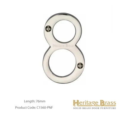 Heritage Brass Numeral 76mm (3") Polished Nickel