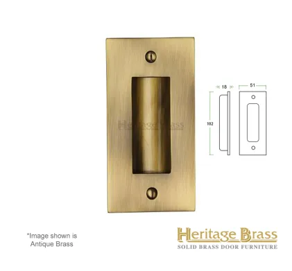 Heritage Brass Flush-Pull Handle 102mm x 51mm - Antique Brass