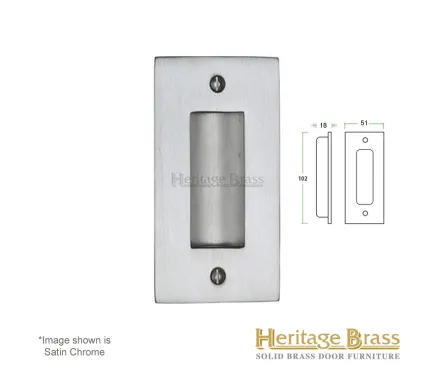 Heritage Brass Flush-Pull Handle 102mm x 51mm - Satin Chrome