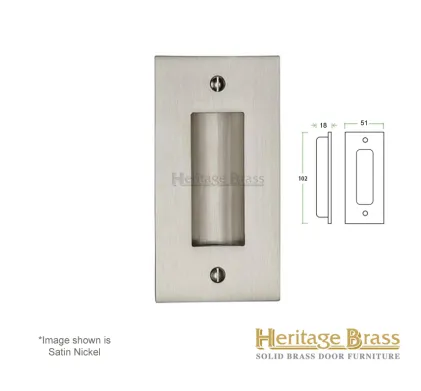 Heritage Brass Flush-Pull Handle 102mm x 51mm - Satin Nickel
