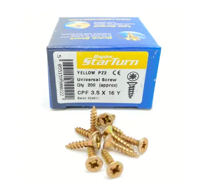 3.5  x 16mm Yellow - Universal Screws - (Box of 200)