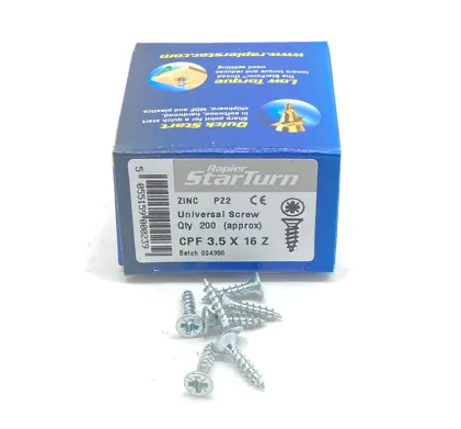 3.5 x 16mm Zinc  - Universal Screws - (Box of 200)