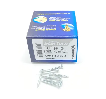 3.5 x 30mm Zinc  - Universal Screws - (Box of 200)