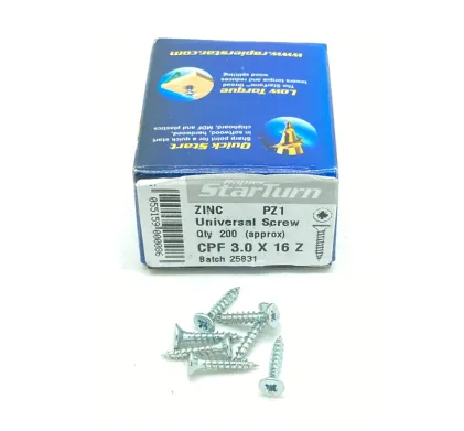 3.0 x 16mm Zinc  - Universal Screws - (Box of 200)
