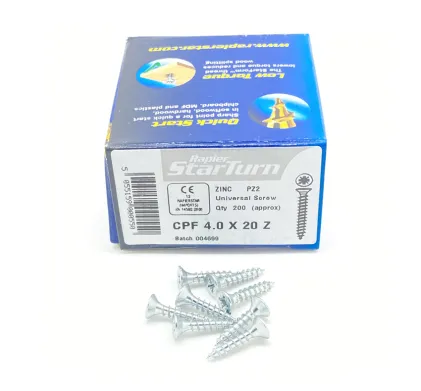 4.0 x 20mm Zinc - Universal Screws - (Box of 200)