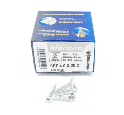 4.0 x 25mm Zinc - Universal Screws - (Box of 200)