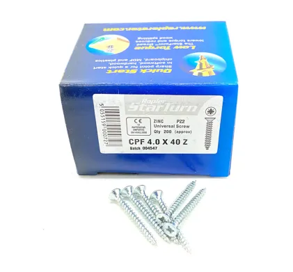 4.0 x 40mm Zinc - Universal Screws - (Box of 200)