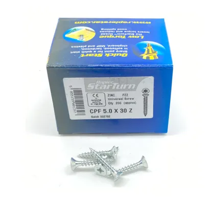 5.0  x 30mm Zinc - Universal Screws - (Box of 200)