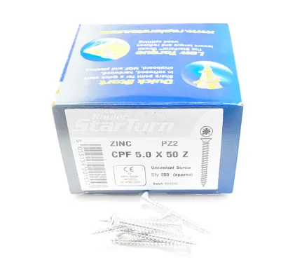 5.0  x 50mm Zinc - Universal Screws - (Box of 200)