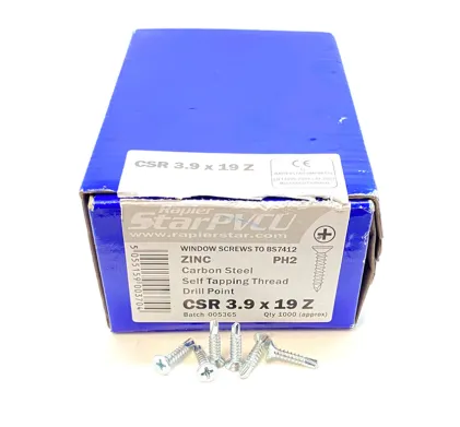 3.9 x 19mm Zinc Steel Self Tapping Screws (Box of 1000)