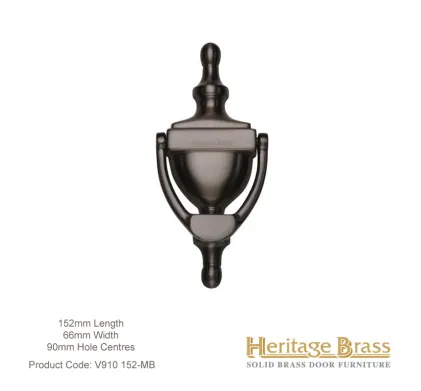 Heritage Brass Urn Door Knocker 152mm Matt Bronze