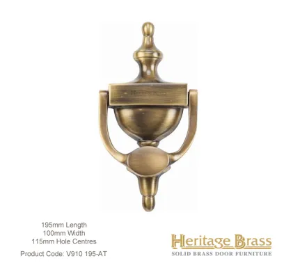Heritage Brass Urn Door Knocker 195mm Antique Brass