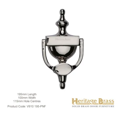 Heritage Brass Urn Door Knocker 195mm Polished Nickel