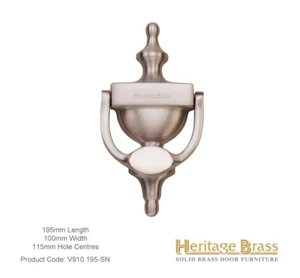 Heritage Brass Urn Door Knocker 195mm Satin Nickel