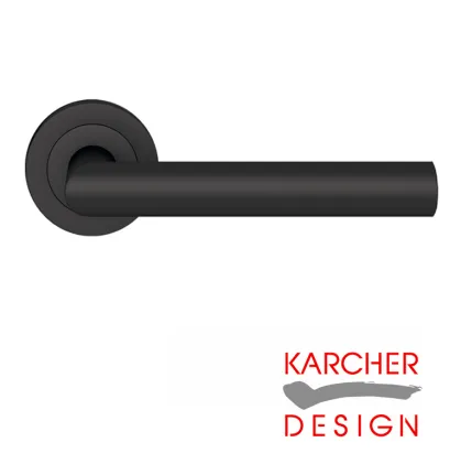 Rhodos Lever on Round Rose Door Handles - Karcher Cosmos Black