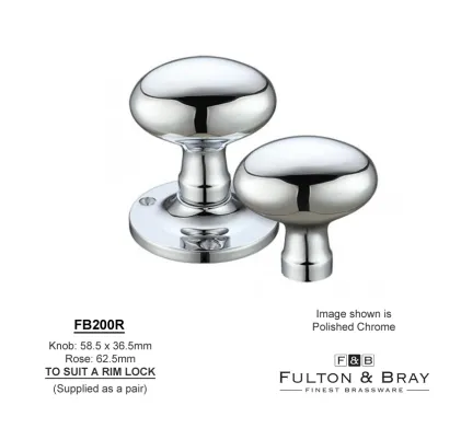 RIM Mortice knobs Fulton & Bray Oval Knob