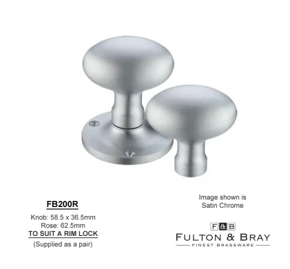 RIM Mortice knobs Fulton & Bray Oval Knob