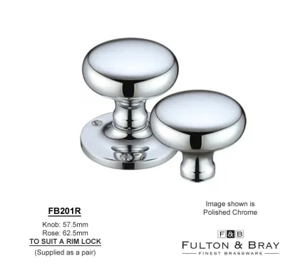 RIM Mortice knobs Fulton & Bray Mushroom