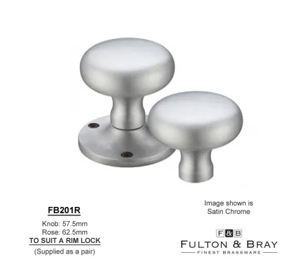 RIM Mortice knobs Fulton & Bray Mushroom