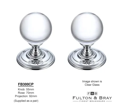 Glass Ball Mortice Knob Polished Chrome Door Knobs