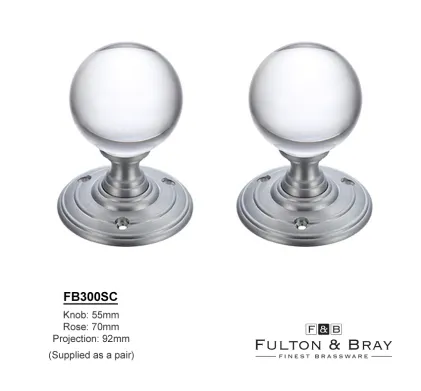 Glass Ball Mortice Knob Satin Chrome Door Knobs