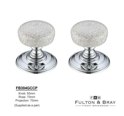 Fulton & Bray Porcelain Knobs Crackled Grey